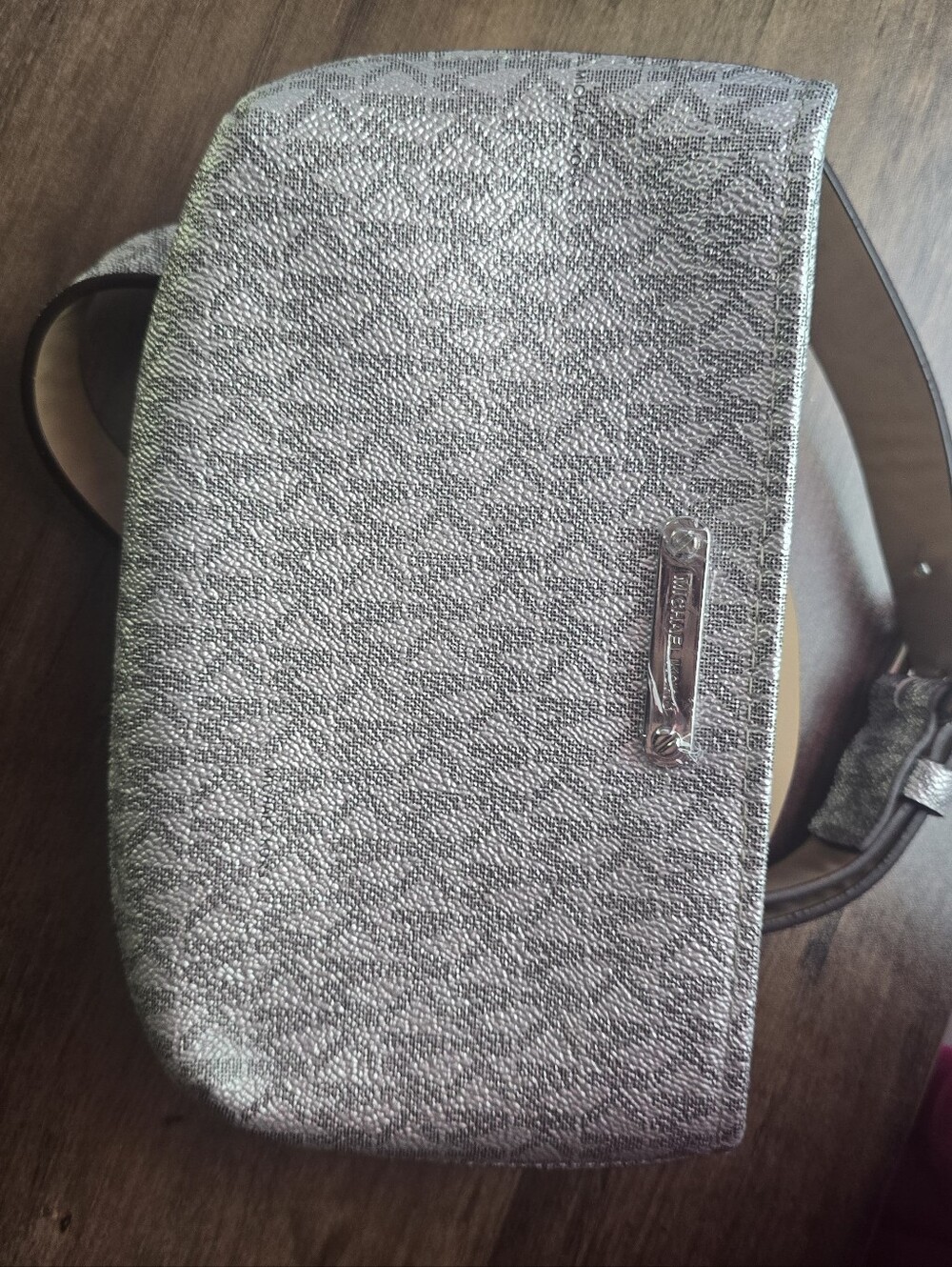 Michael Kors Silver Monogram Wristlet Clutch - Picture 4 of 4